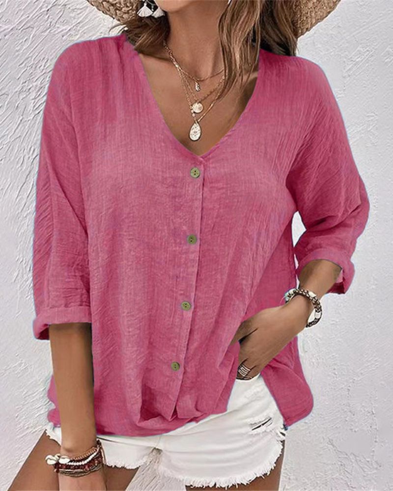 SARAH - Loose blouse with V-neck