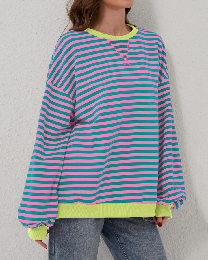 LUA - OVERSIZED STRIPED LONG SLEEVE SWEATSHIRT