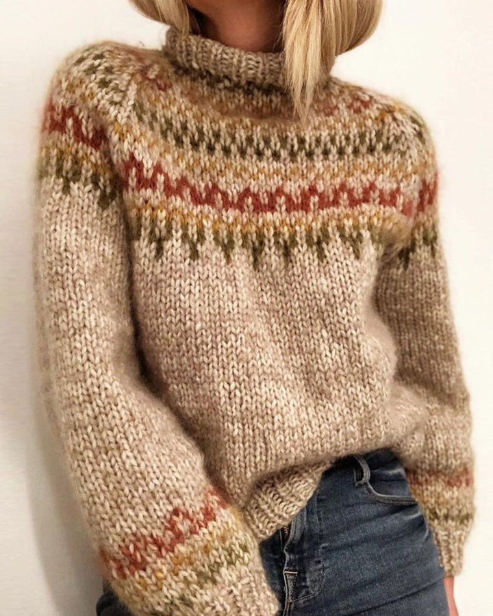 RETRO PATTERN - KNIT COLORFUL CROCHET  SWEATER