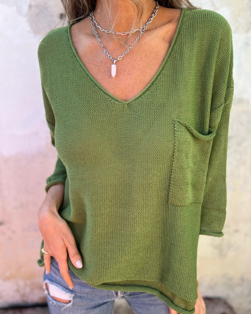 SALAS - CASUAL V-NECK BOHO TOP