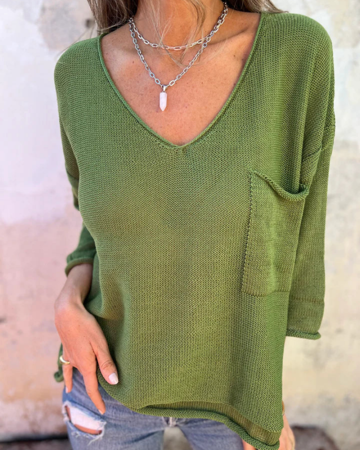 SALAS - CASUAL V-NECK BOHO TOP