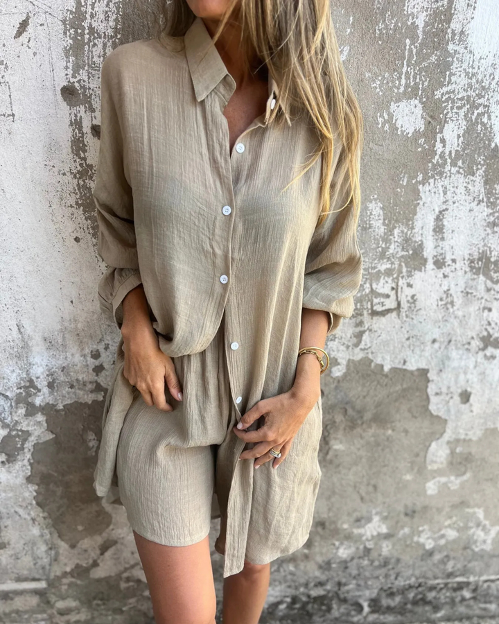 IZELA - Casual Shirt & Shorts Set
