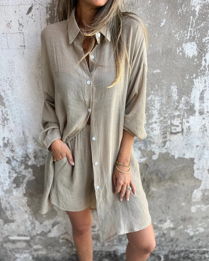 IZELA - Casual Shirt & Shorts Set