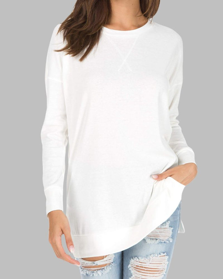 AGNES - LONG SLEEVE SIDE SLIT LOOSE TOP