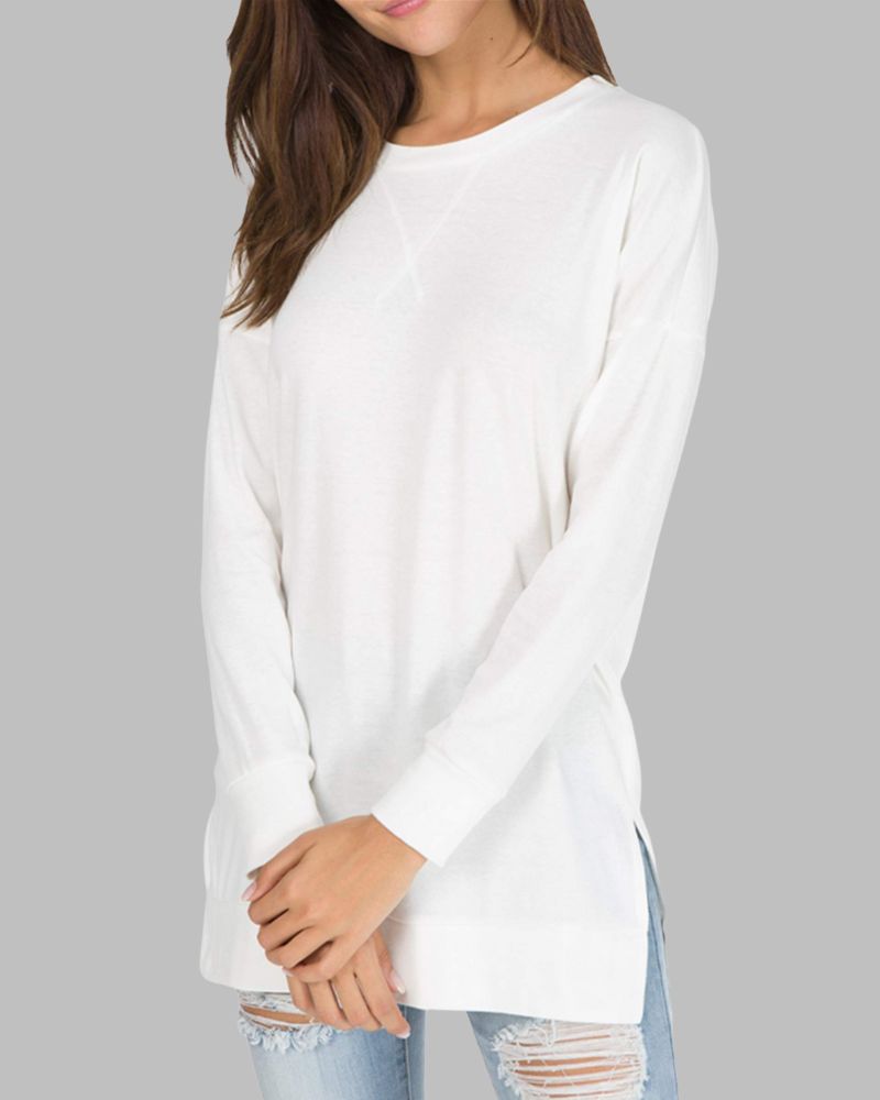 AGNES - LONG SLEEVE SIDE SLIT LOOSE TOP