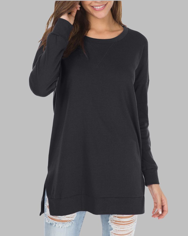 AGNES - LONG SLEEVE SIDE SLIT LOOSE TOP