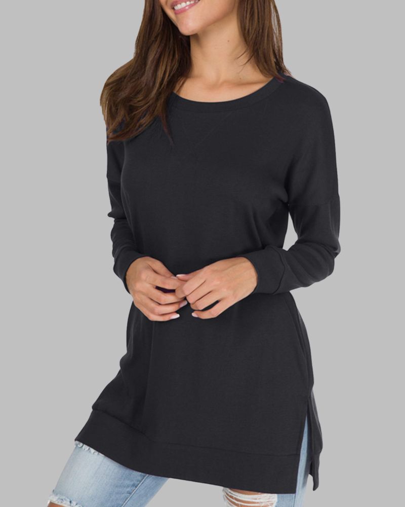 AGNES - LONG SLEEVE SIDE SLIT LOOSE TOP