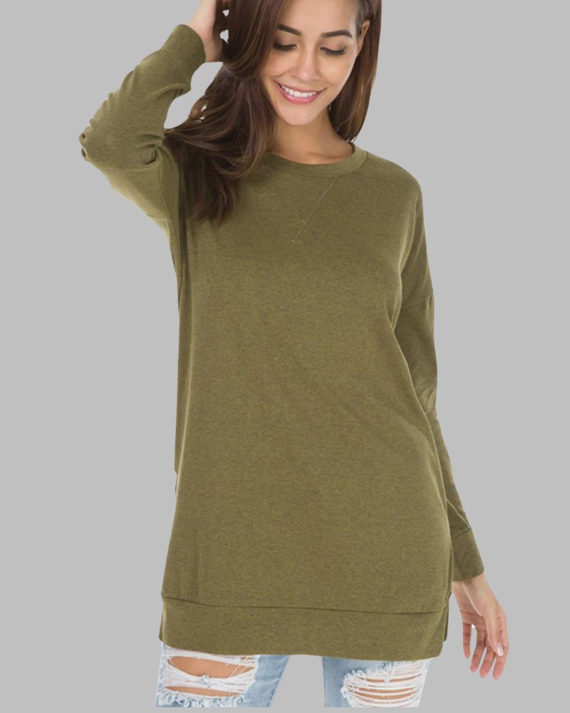 AGNES - LONG SLEEVE SIDE SLIT LOOSE TOP