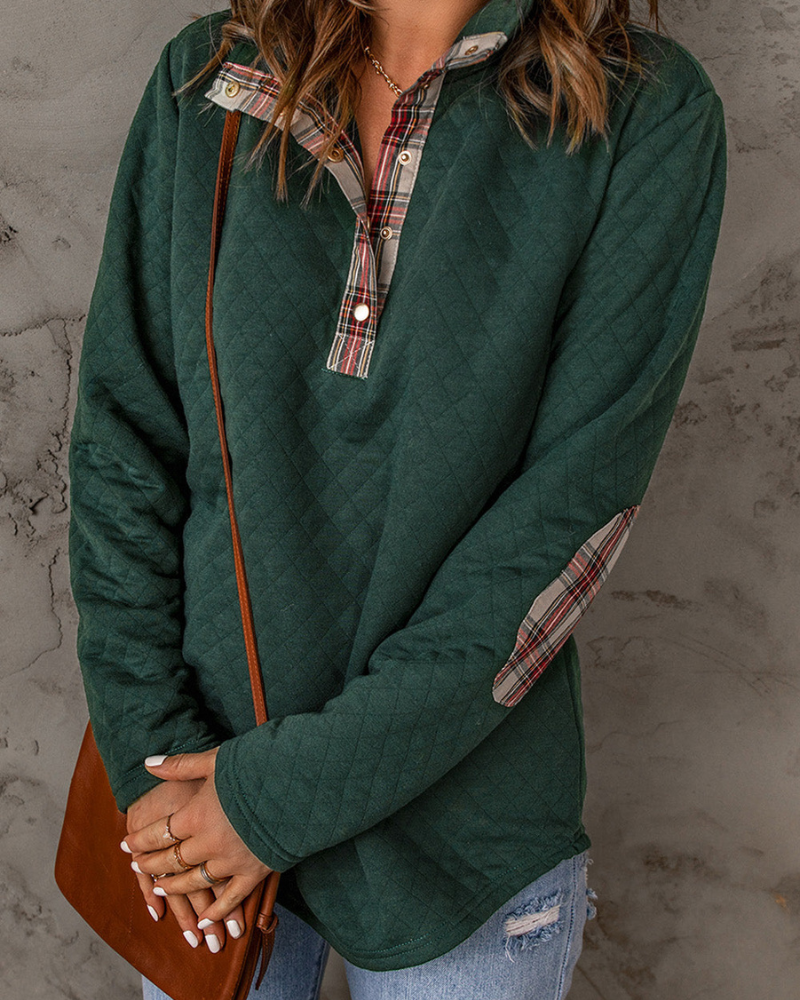 RENEE - Plaid Snap Down Sweatshirt