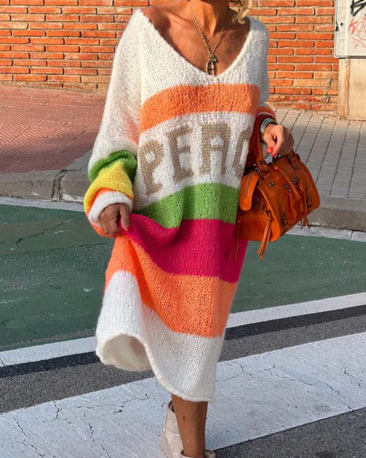 LYS - PEACE PATTERN MIDI DRESS SWEATER