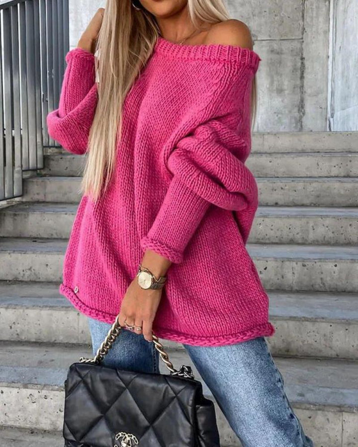 LAINLY - CASUAL STREET ATMOSPHERE KNIT WIDE NECK LOOSE SWEATER