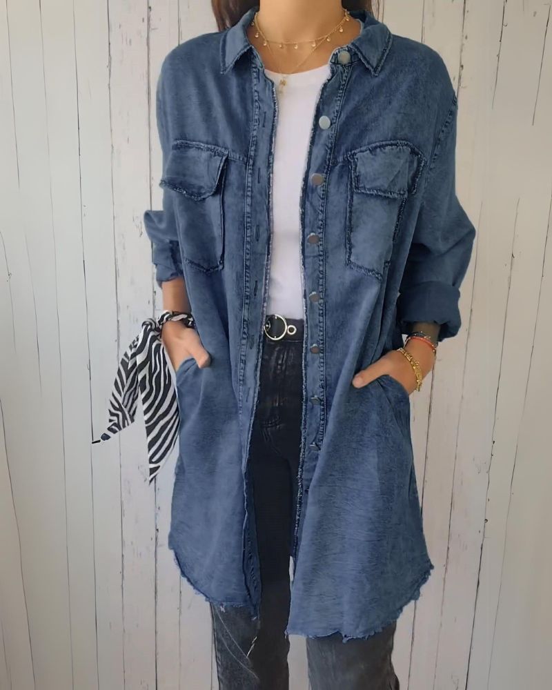 ELSSIA - Comfortable denim shirt jacket