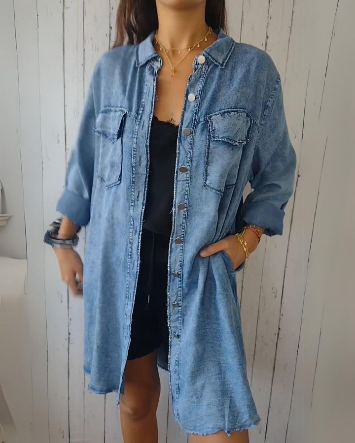 ELSSIA - Comfortable denim shirt jacket