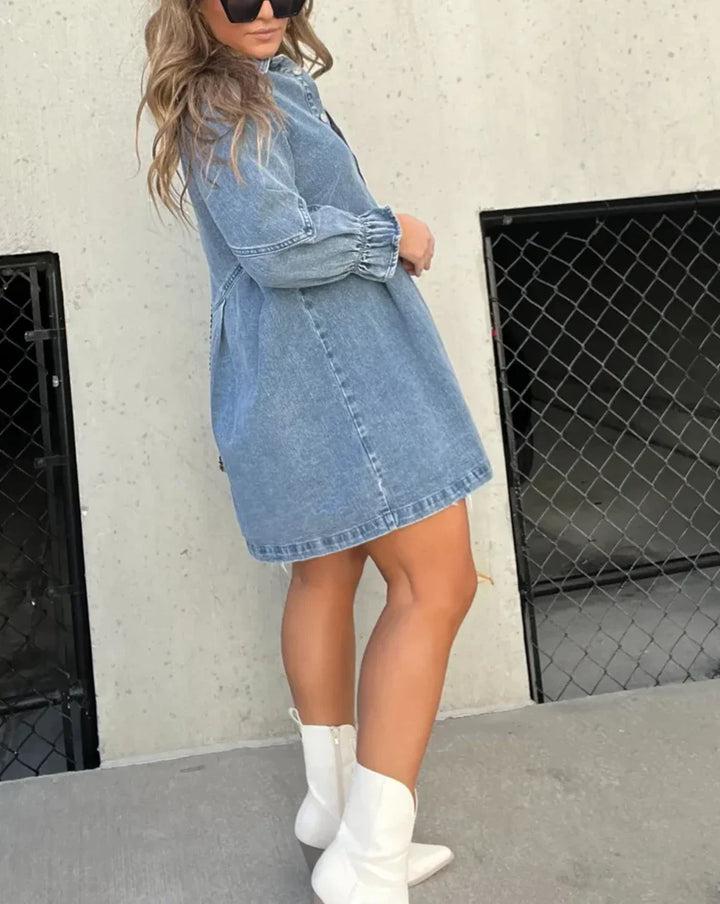 Downtown - Denim dress with long sleeves